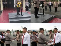 Kapolres Lahat Pimpin Apel Upacara Pemberian penghargaan Kepada Personel polresl
