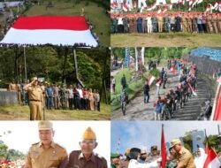 Bendera Merah Putih Ukuran 20m x 30m Berkibar Di Lapangan Tugu Rimau Gunung Dempo Kota Pagar Alam